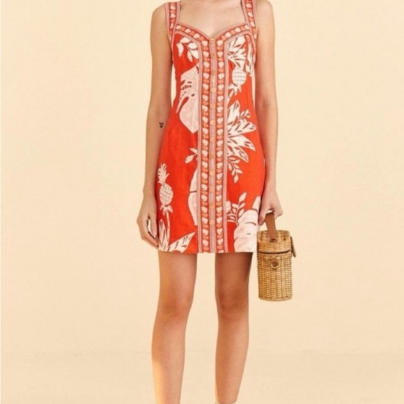 FARM Rio Monsteras Red Mini Dress - Picture 1 of 7